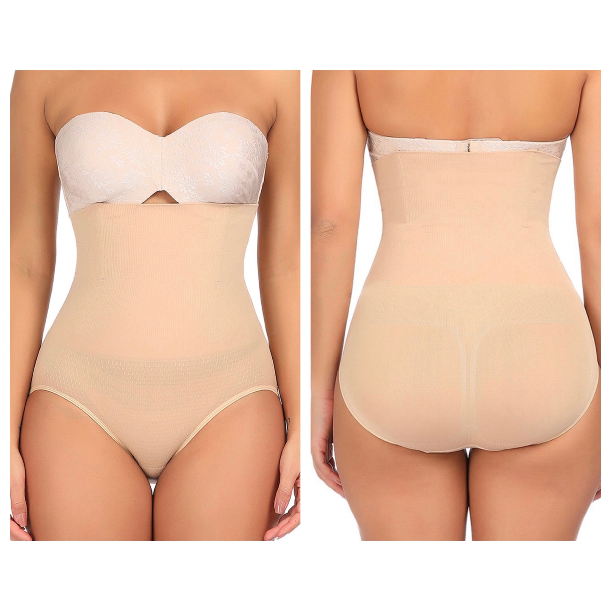 Nude High Cut Solid Color Plus Size Seamless Control Underwear