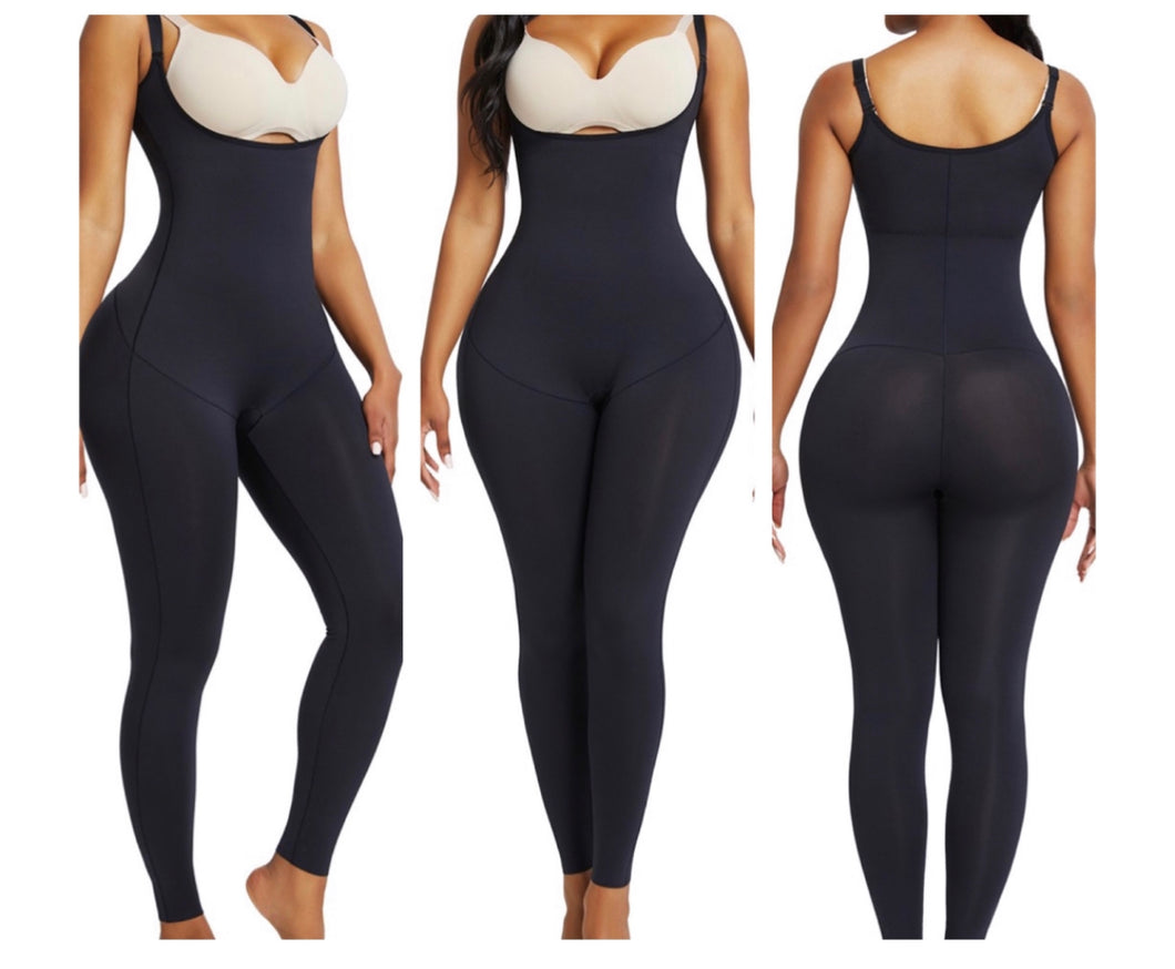 Happiness.Shapes Black Full Body Shaper Open Bust Adjustable Straps Smooth Abdomen